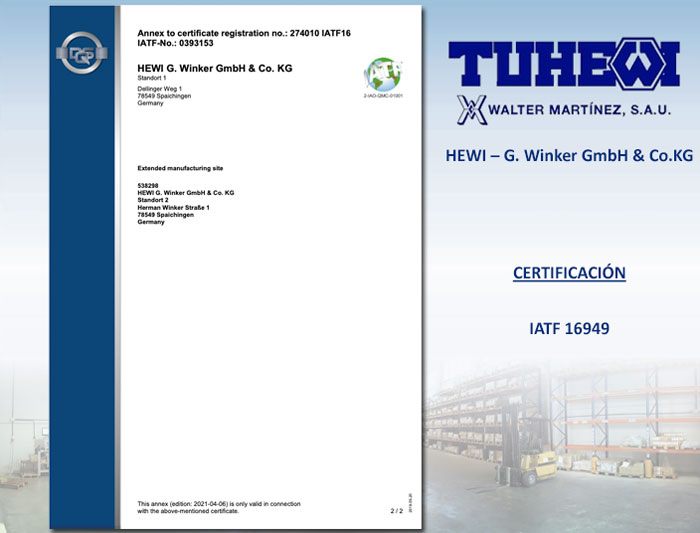 Certificación ISO/TS 16949 Hewi página 2